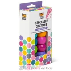 Crayons de cire empilables couleurs acidulées - Multicolore - Tiger Tribe
