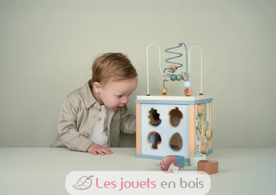 Cube d'activités en bois bleu Forest Friends - Little Dutch