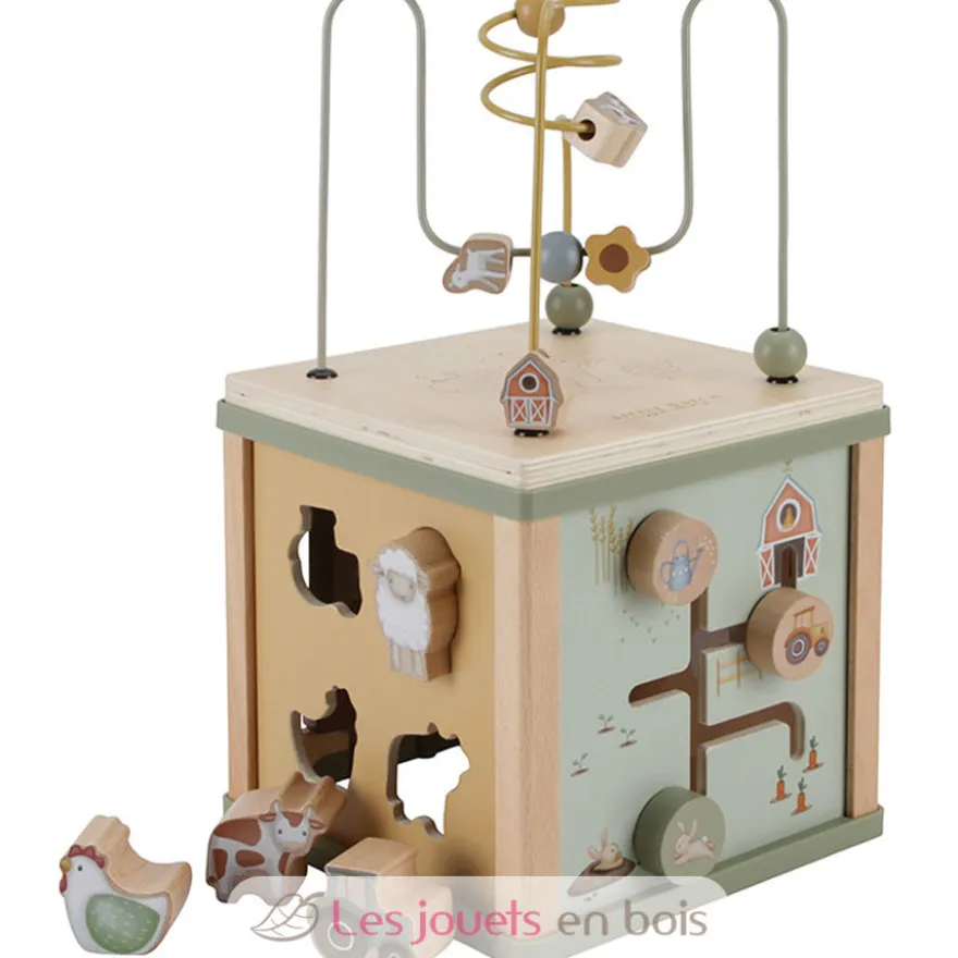 Cube d'activités en bois vert Little Farm - Little Dutch