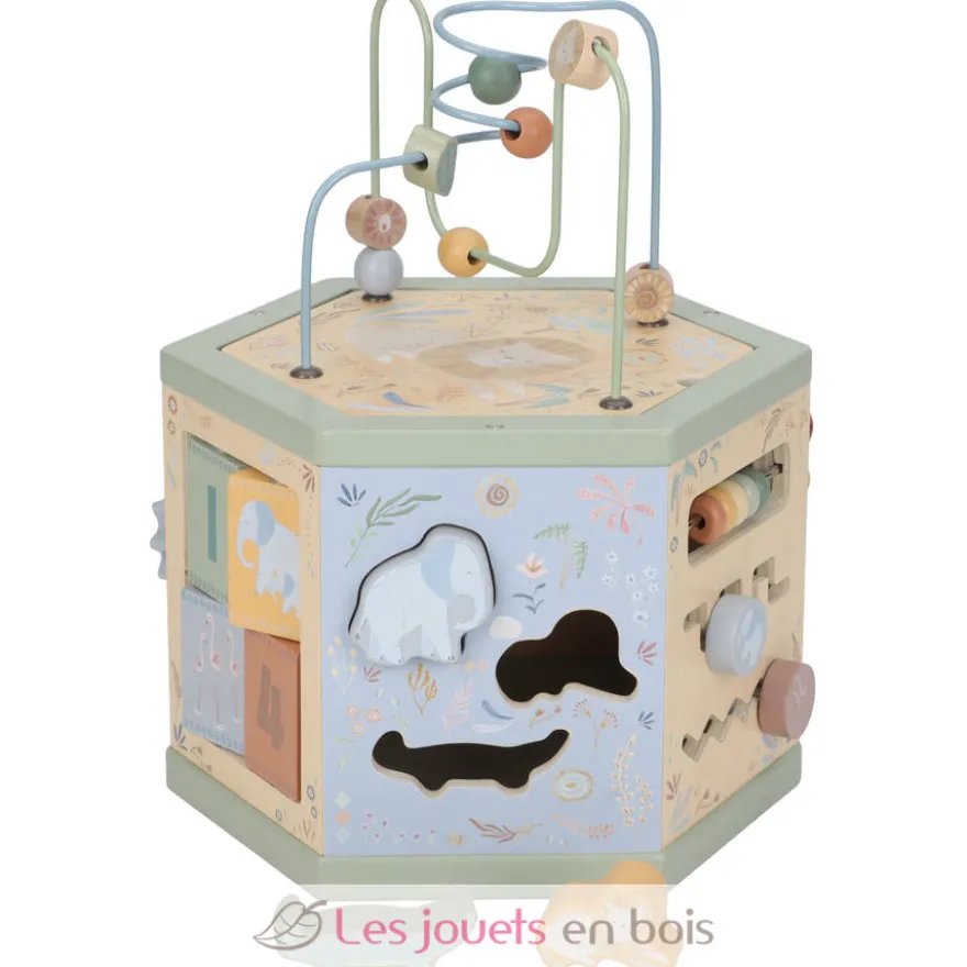 Cube d'activités hexagonal en bois Safari Friends - Little Dutch