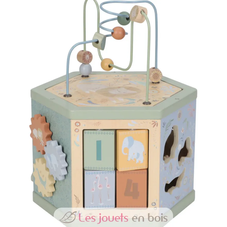 Cube d'activités hexagonal en bois Safari Friends - Little Dutch