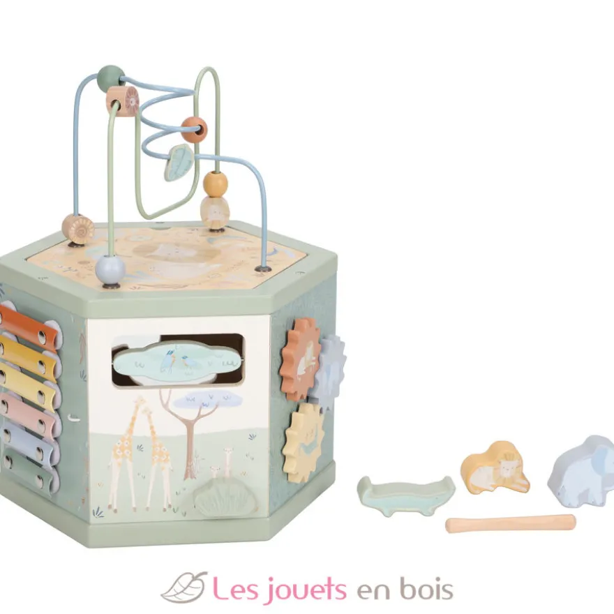 Cube d'activités hexagonal en bois Safari Friends - Little Dutch
