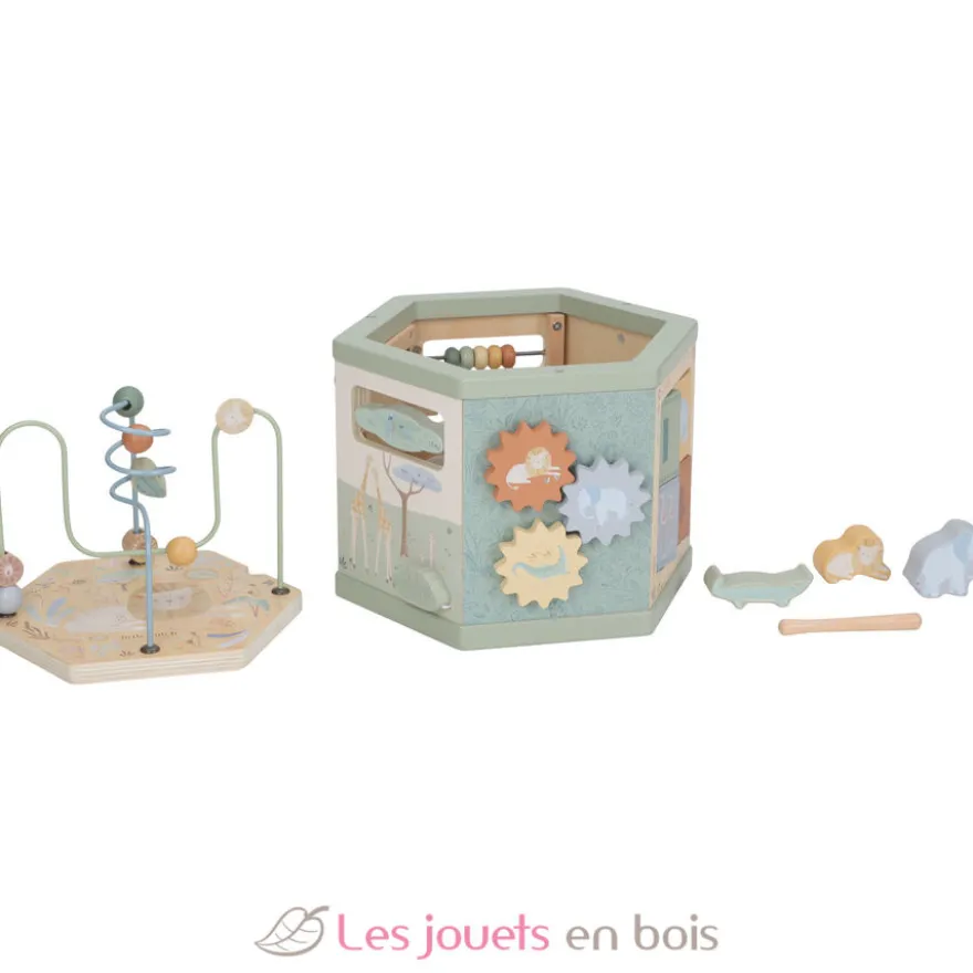 Cube d'activités hexagonal en bois Safari Friends - Little Dutch
