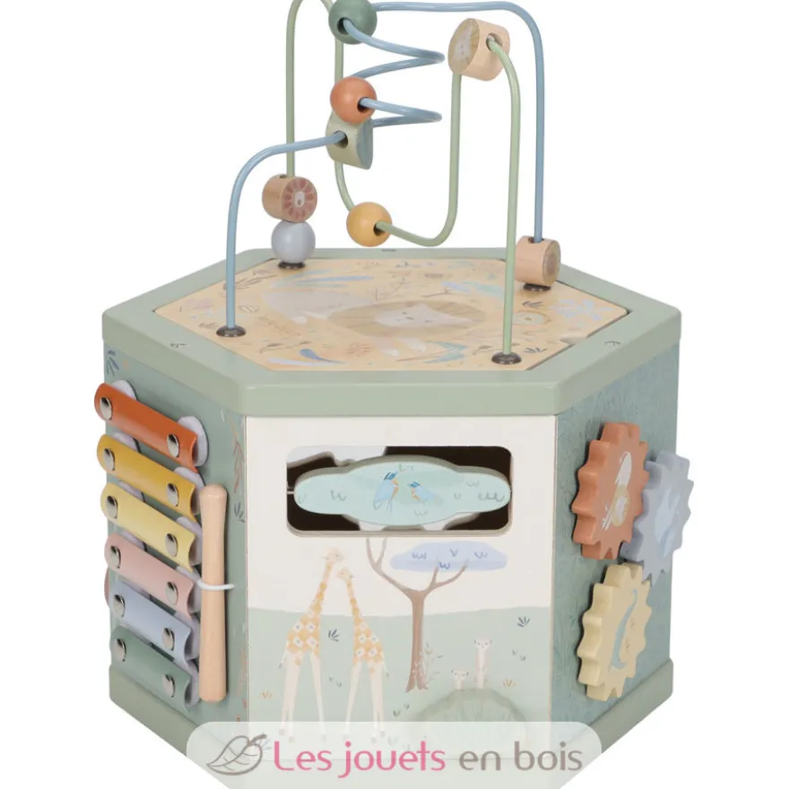 Cube d'activités hexagonal en bois Safari Friends - Little Dutch