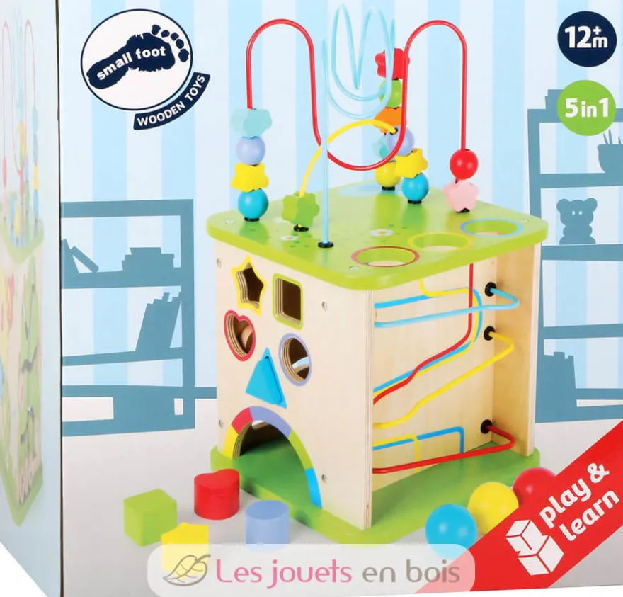 Cube de motricité avec circuit à boules multicolore - Small Foot Compagny
