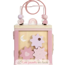 Cube de motricité en bois rose - Small Foot