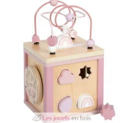 Cube de motricité en bois rose - Small Foot