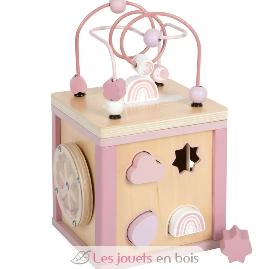 Cube de motricité en bois rose - Small Foot