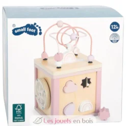 Cube de motricité en bois rose - Small Foot
