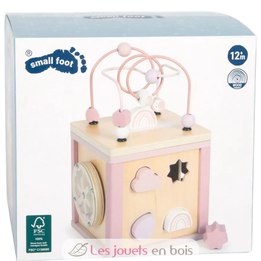 Cube de motricité en bois rose - Small Foot