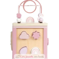 Cube de motricité en bois rose - Small Foot