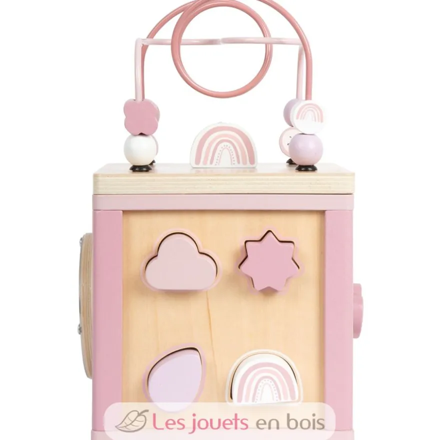 Cube de motricité en bois rose - Small Foot