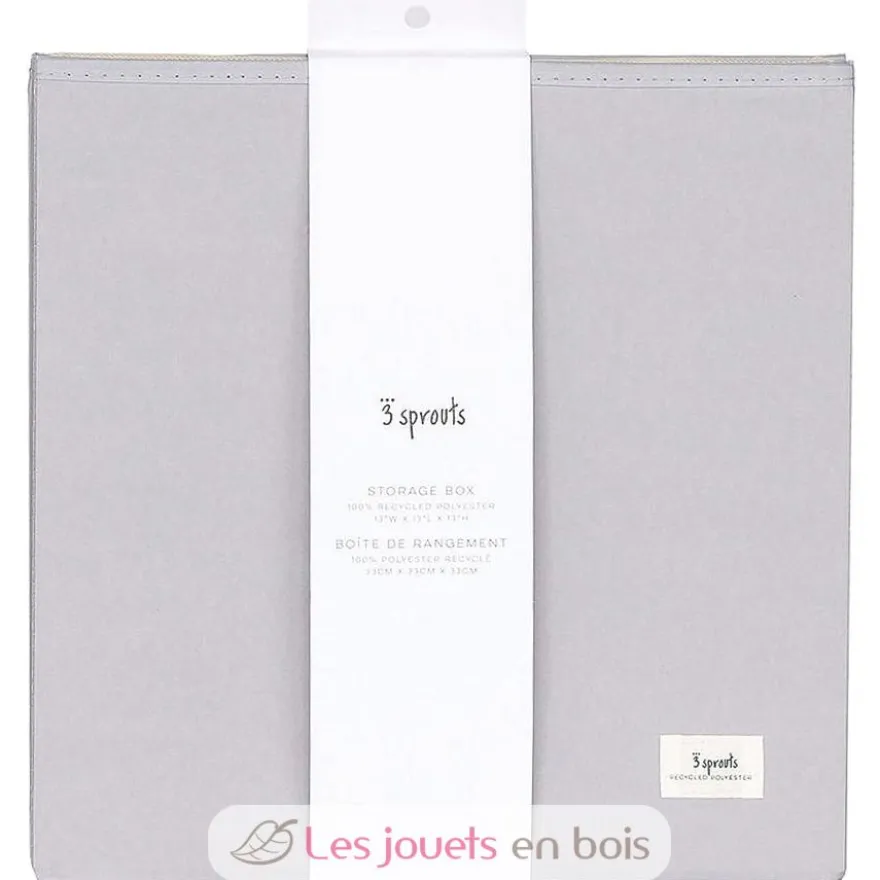 Cube de rangement recyclé uni gris clair - 3 Sprouts