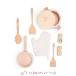 Cuisine en bois et rotin rose - New Classic Toys