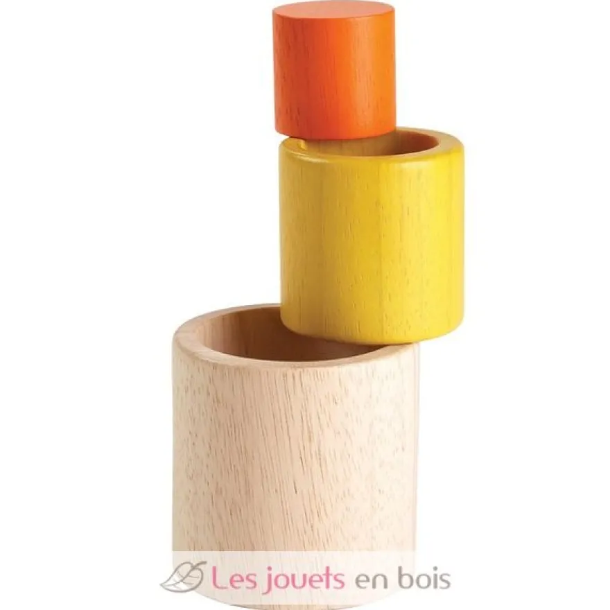 Cylindres imbriqués jaune orange Plan Toys