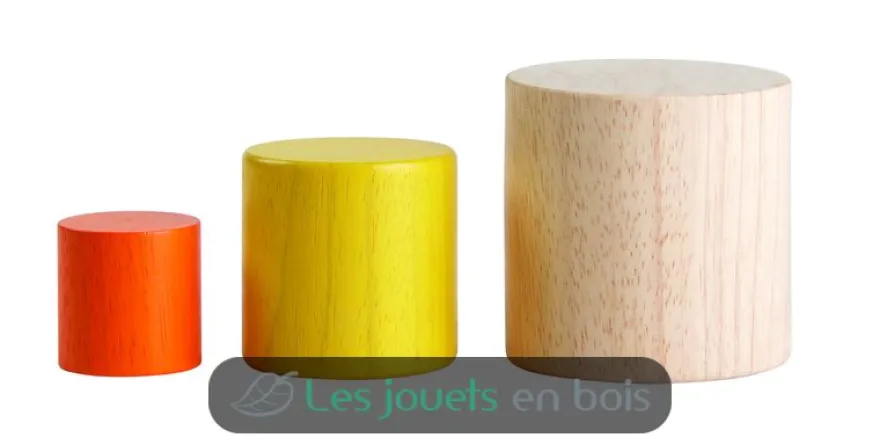 Cylindres imbriqués jaune orange Plan Toys