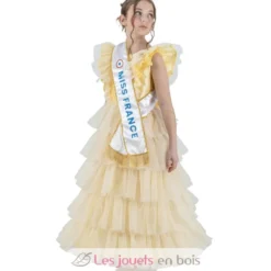 Déguisement Robe Miss France dorée 140 cm - Chaks