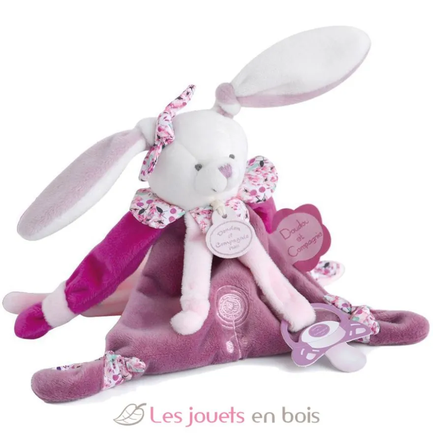 Doudou attache-sucette Cerise le lapin - Doudou et Compagnie