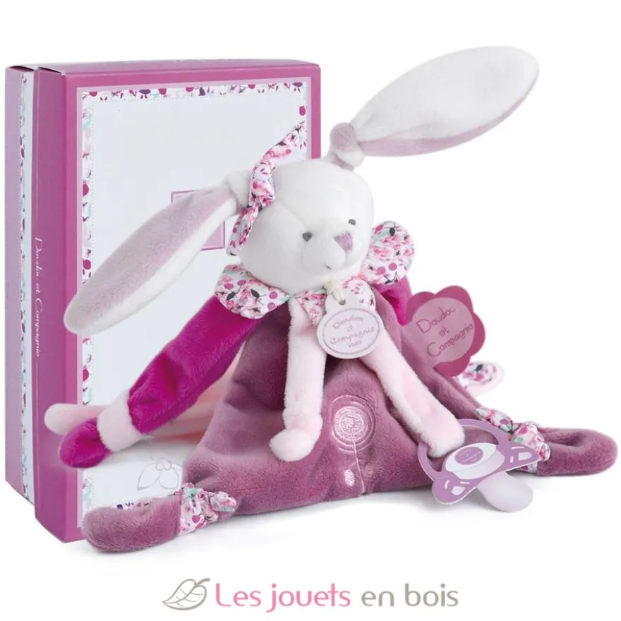 Doudou attache-sucette Cerise le lapin - Doudou et Compagnie