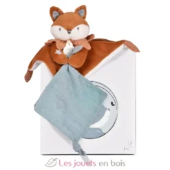 Doudou attache sucette Renard Timo bleu 20 cm - Doudou et Compagnie
