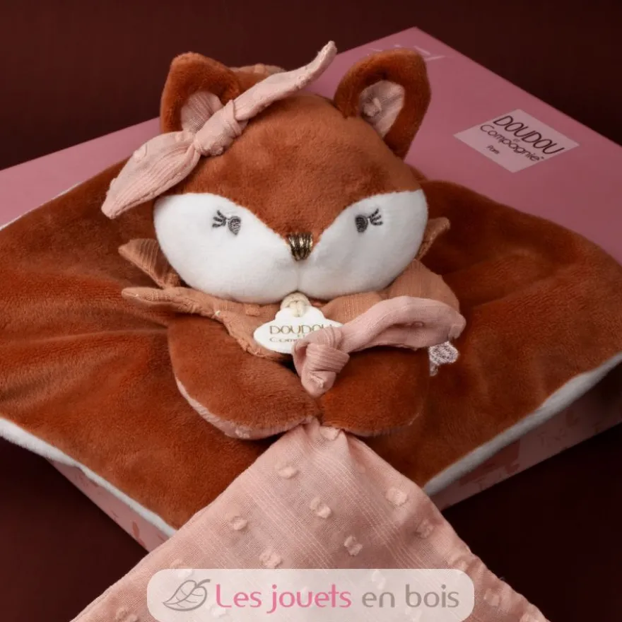 Doudou attache sucette Renard Mina rose 20 cm - Doudou et Compagnie