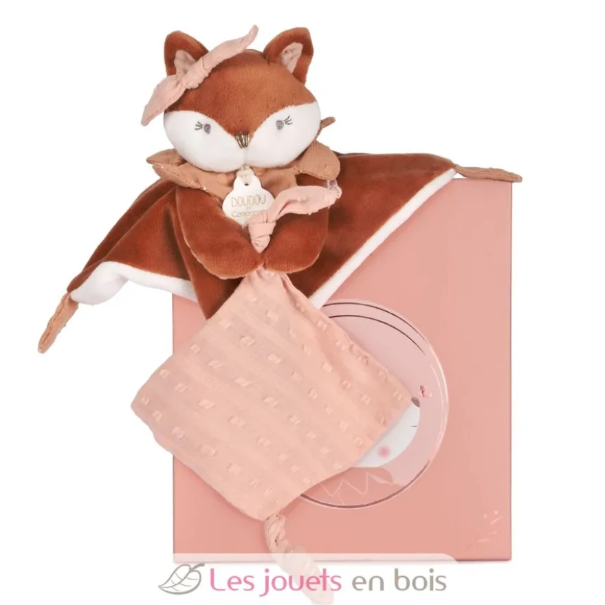 Doudou attache sucette Renard Mina rose 20 cm - Doudou et Compagnie