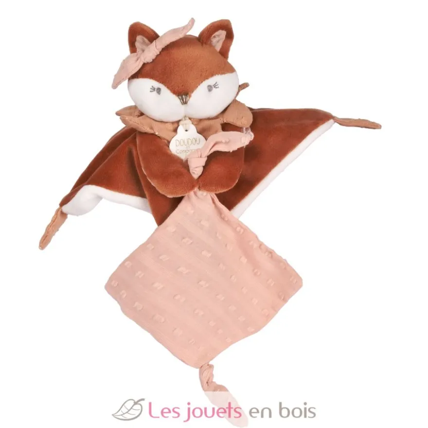 Doudou attache sucette Renard Mina rose 20 cm - Doudou et Compagnie