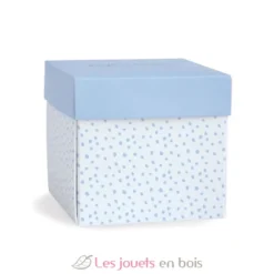 Doudou Lapin Mouchoir bleu boite Fleur - Doudou et Compagnie