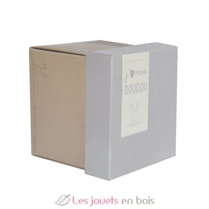 Doudou Lapin Mouchoir boite Fleur - Doudou et Compagnie