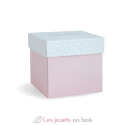 Doudou Lapin Mouchoir rose boite Fleur - Doudou et Compagnie