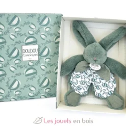 Doudou lapin vert sauge 18 cm - Doudou et Compagnie