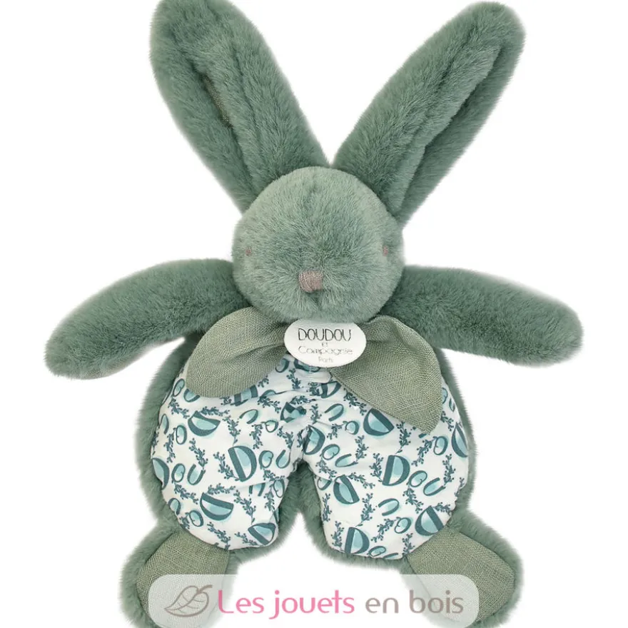 Doudou lapin vert sauge 18 cm - Doudou et Compagnie