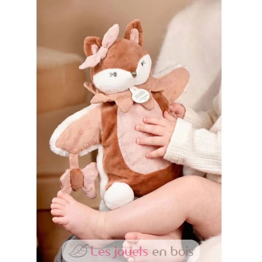 Doudou marionnette renard Mina rose - Doudou et Compagnie