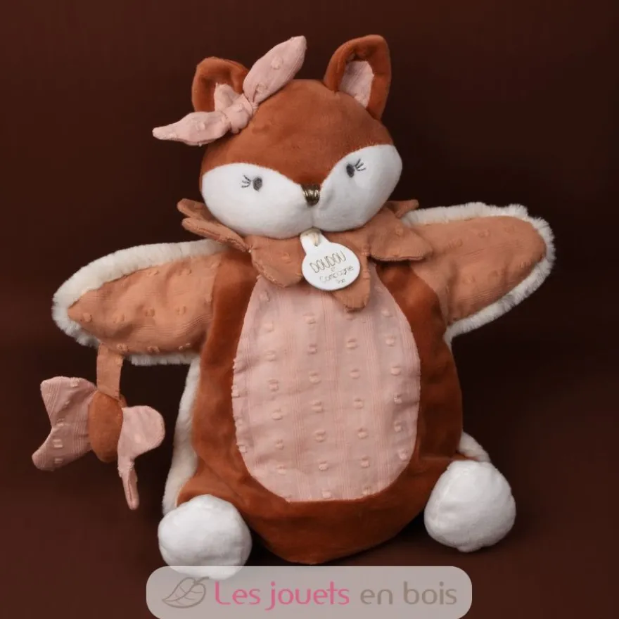 Doudou marionnette renard Mina rose - Doudou et Compagnie