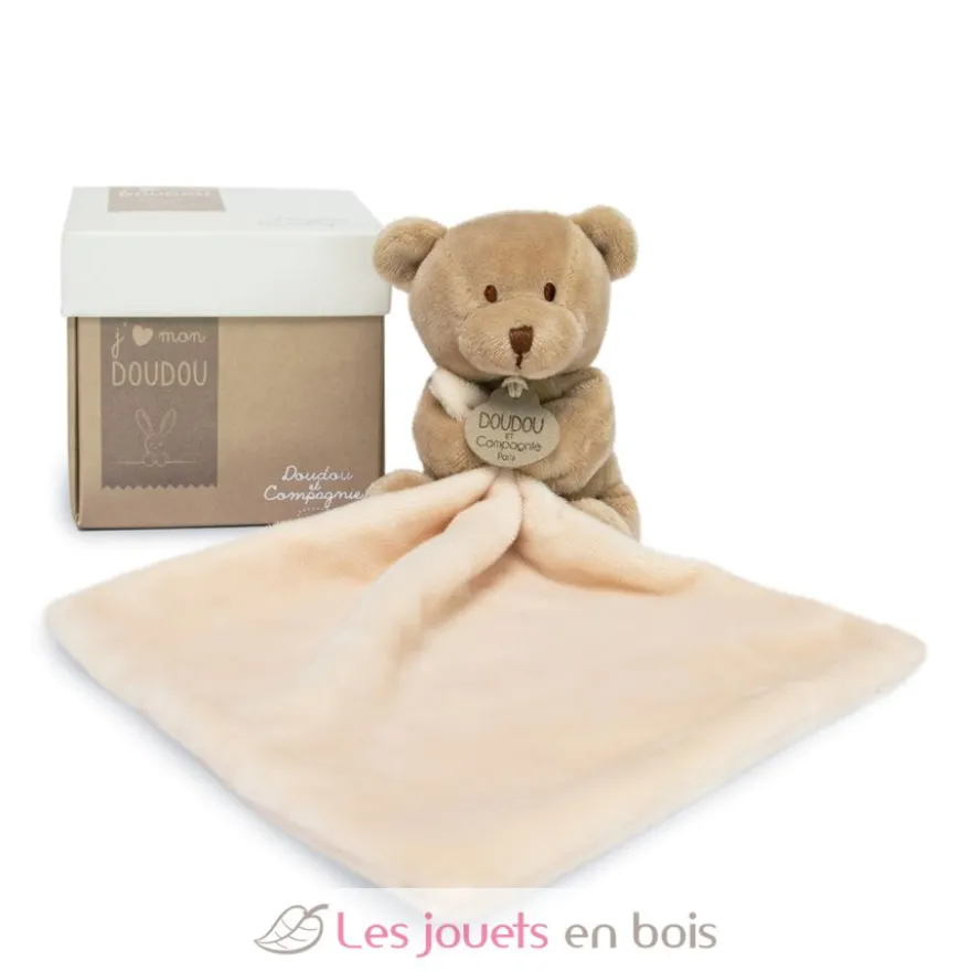 Doudou Ours Mouchoir boite Fleur - Doudou et Compagnie