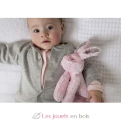 Doudou peluche lapin bleu 26 cm rose - Happy Horse