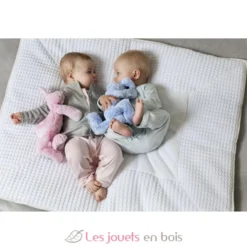Doudou peluche lapin bleu 26 cm rose - Happy Horse