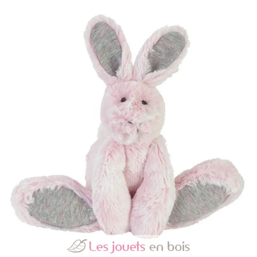 Doudou peluche lapin bleu 26 cm rose - Happy Horse