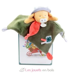 Doudou plat Aneth la vache vert 27 cm - Doudou et Compagnie