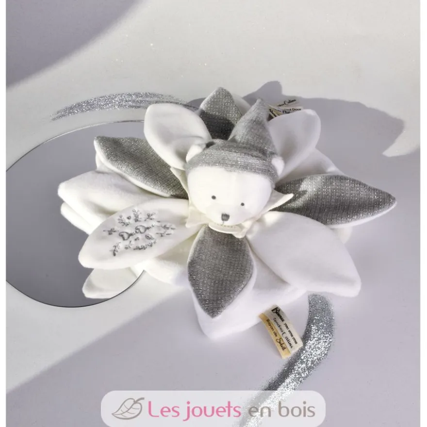 Doudou plat pétales Ours Gris 25 cm - Doudou et Compagnie