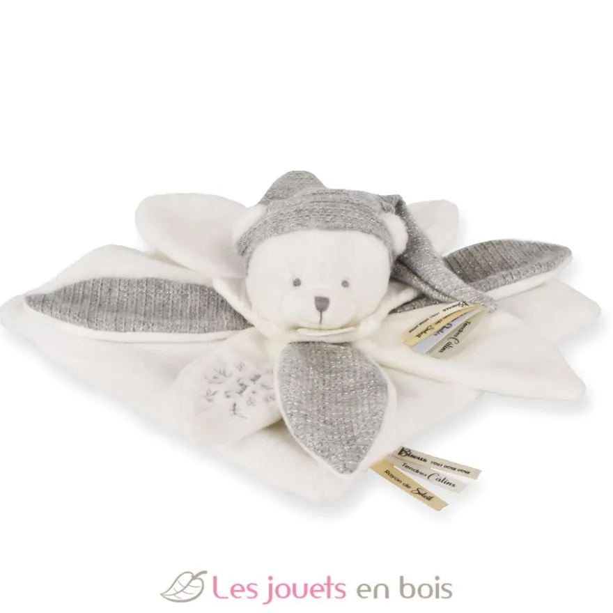Doudou plat pétales Ours Gris 25 cm - Doudou et Compagnie