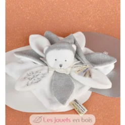 Doudou plat pétales Ours Gris 25 cm - Doudou et Compagnie