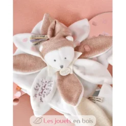 Doudou plat pétales Ours Rose 25 cm - Doudou et Compagnie