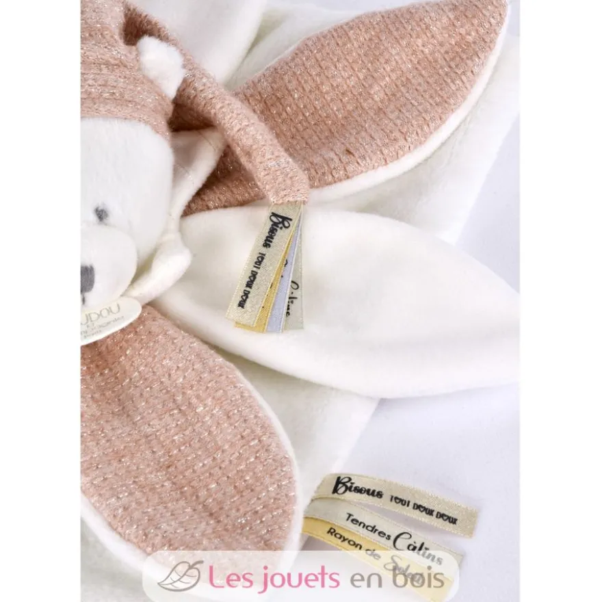 Doudou plat pétales Ours Rose 25 cm - Doudou et Compagnie