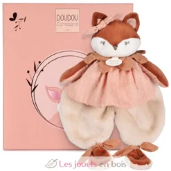 Doudou plat Renard Mina rose 29 cm - Doudou et Compagnie