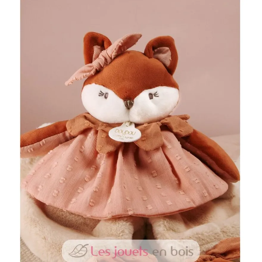 Doudou plat Renard Mina rose 29 cm - Doudou et Compagnie