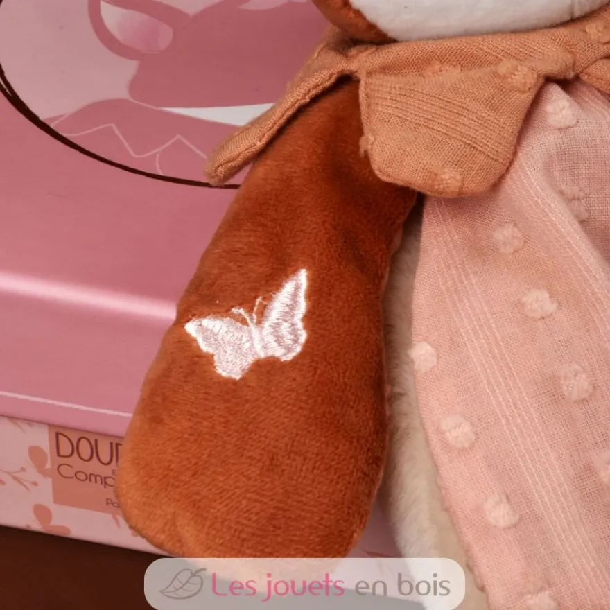 Doudou plat Renard Mina rose 29 cm - Doudou et Compagnie