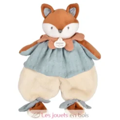 Doudou plat Renard Timo bleu 29 cm - Doudou et Compagnie