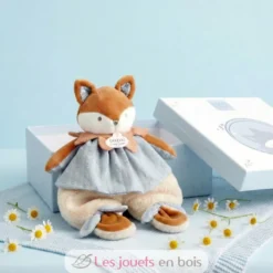 Doudou plat Renard Timo bleu 29 cm - Doudou et Compagnie