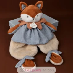 Doudou plat Renard Timo bleu 29 cm - Doudou et Compagnie